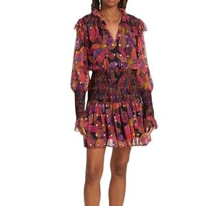 FARM Rio Heart Daisy Smocked Minidress